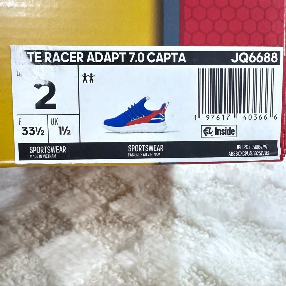 ADIDAS MARVEL CAPTAIN AMERICA LITE RACER ADAPT 7.0 SHOES KIDS Size 2